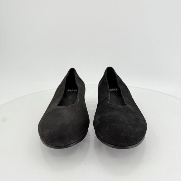 Eileen Fisher Womens Una Hidden Wedge Ballet Flats Sz 6.5 Black Suede Round Toe - Picture 3 of 15